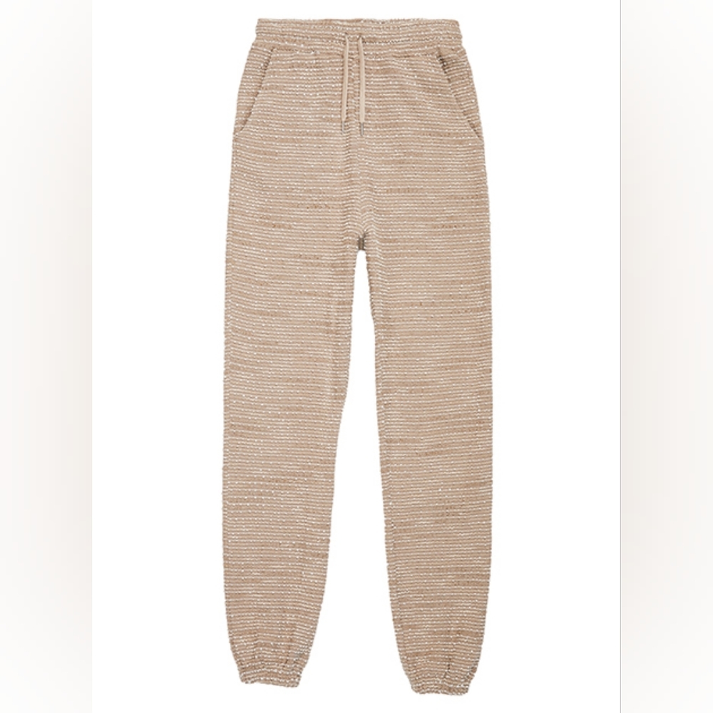 Something Navy tweed textured sweatpants tan